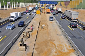 Widening of the A3 motorway near Cologne-Muelheim, North Rhine-Westphalia, Germany, Europe