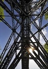 View of the Muengsten Bridge, the highest railway bridge in Germany between Solingen and Remscheid,