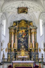 The main altar, former monastery church of St. Peter and Paul, Irsee monastery or abbey, former