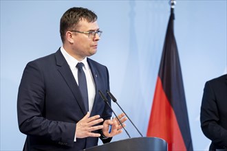 Laurynas Kasciunas Lithuanian Minister of Defence recorded during a press conference at the BMVg in