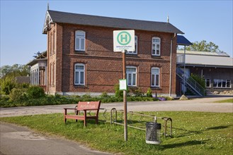 Bus stop in Schafstedt, Dithmarschen district, Schleswig-Holstein, Germany, Europe
