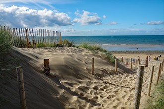 Sandy beach path leading to a sandy beach, Wales, Great Britain
