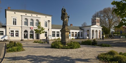 Bueckeburg railway station, the station building is a listed cultural monument, Lower Saxony,