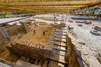 Covered part section of Palace of Phaistos archaeological site of Minoan culture of pre-Greek