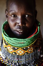 Portrait of a young woman from the Turkana tribe, Kenya, Africa
