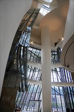 Guggenheim Museum Bilbao, Spain, Europe, The interior is dominated by tall columns and large glass