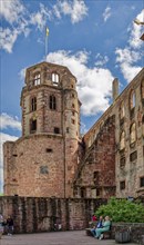 Heidelberg Bell Tower and Castle Ruins, Heidelberg Castle, Heidelberg, Baden-Wuerttemberg, Germany,