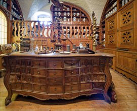 German Pharmacy Museum in Heidelberg Castle, Heidelberg, Baden-Wuerttemberg, Germany, Europe