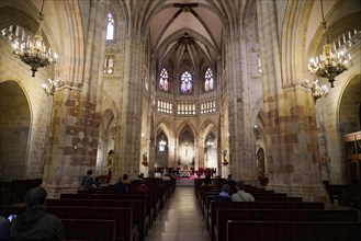 Cathedral, Old Town, Bilbao, Basque Country, Spain, Europe, Interior of a Gothic church with