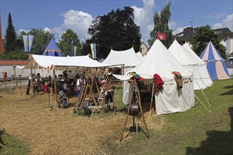 Tradition. Frundsbergfest in Mindelheim in the Unterallgaeu. Camp life, Allgaeu, Bavaria, Germany,