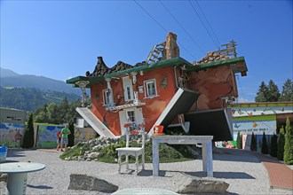 House upside down, Terfens, Tyrol, Austria, Tirolland, Europe