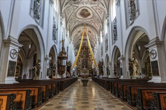 Interior and altar of the parish church of the Assumption of the Virgin Mary, Landsberg am Lech,