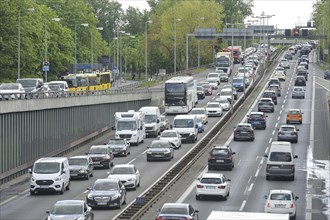 Traffic jam, slow-moving traffic, city motorway A 111, near Heckerdamm, Charlottenburg, Berlin,