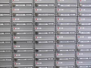 Letterboxes with nameplates, Berlin, 29.10.2014., Berlin, Germany, Europe