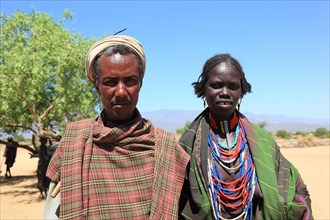 South Ethiopia, in a village of the Arbore or Erbore people on Lake Stefano, elderly couple,