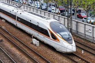 China Railway CR high-speed train of the type Fuxing CR400 train in Shanghai, China, Asia