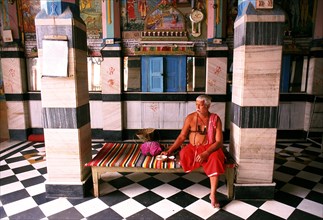 Hindu priest in a temple, Jodhpur, India, Asia