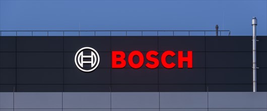 Logo of Robert Bosch GmbH on the facade of a building, Waiblingen, Baden-Wuerttemberg, Germany,