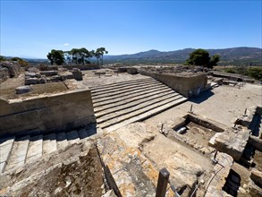 View of Propylaea monumental grand staircase to in front of ancient palace in archaeological site