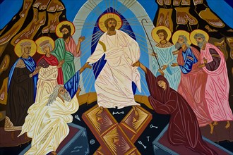 Painting depicting Jesus Christ, Jesus Christ is saving the just who died before him, Orthodox