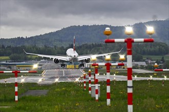 Swiss aeroplane landing, Zurich Kloten, Switzerland, Europe