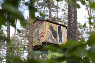 Tree house with tap Let the tap be turned off! in the occupied forest section Tesla Stop . The