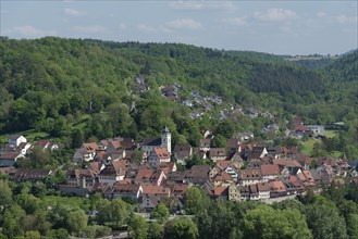 View of the old town centre of Forchtenberg, Kochertal, Kocher, town, Sophie Scholl, Hans Scholl,