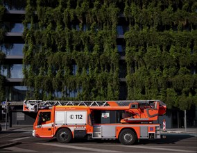 CS DLA-K 23-12 Magirus aerial ladder on Atego, Stuttgart fire brigade, climate-neutral facade