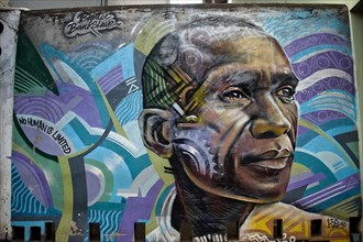 Mural painting depicting Eliud Kipchoge, long distance runner, Nairobi, Kenya, Africa