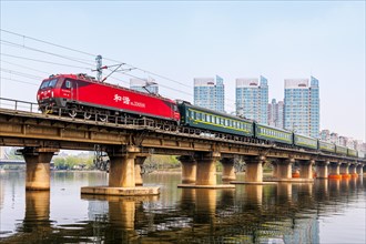 Passenger train of the Chinese railway China Railway CR in Beijing, China, Asia