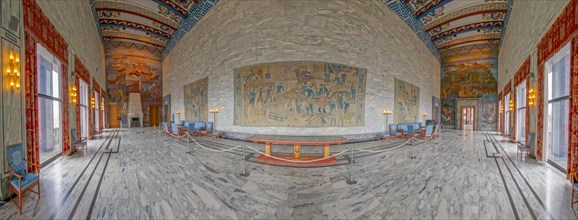 Oslo City Hall Interior Panorama Oslo Norway