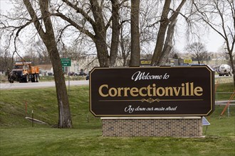 Correctionville, Iowa, A sign welcomes travelers to Correctionville. The town was named because of