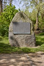 Memorial stone commemorating the destruction of the synagogue and Jewish school of the Jewish