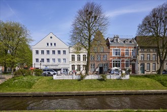 Houses on Mittelburggraben in Friedrichstadt, North Friesland district, Schleswig-Holstein,