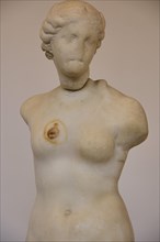 Marble statue, Aphrodite, Aidoumene, bust sculpture of a damaged Venus, radiates ancient classical