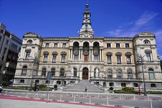 The historic town hall in Bilbao, Basque Country, On the road in Bilbao, Province of Bizkaia,
