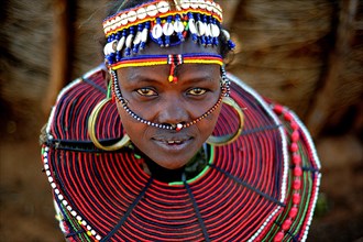 Portrait of a young woman from the Pokot tribe Kenya