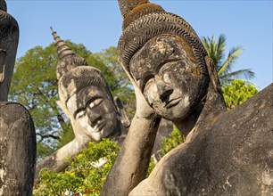 Two Reclining Buddhas, Xieng Khuan Buddha Park, Vientiane, Laos, Asia