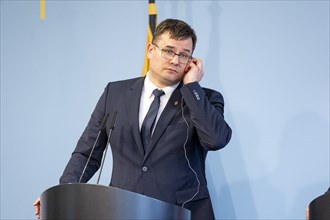 Laurynas Kasciunas Lithuanian Minister of Defence recorded during a press conference at the BMVg in
