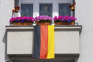A German national team football fan decorated his balcony with a German flag for the 2014 World