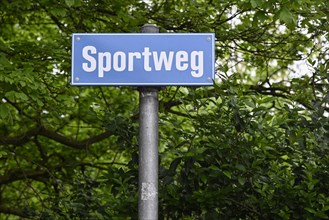Street sign Sportweg, Funny, Symbol picture Sport