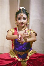 Indian dancer, 10 years old, dances Indian classical dance, portrait, Thekkady, Kerala, India, Asia