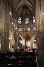 Cathedral, Old Town, Bilbao, Basque Country, Spain, Europe, Gothic church interior with stained