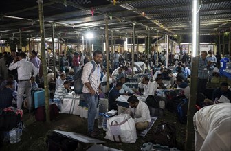 Barpeta, India. 6 May 2024. Polling officials collects Electronic Voting Machines (EVMs) and Voter