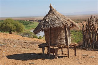 South Ethiopia, Omo region, among the Karo people, huts in the Karo village, Ethiopia, Africa