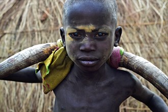 Boy from the Mursi tribe, Omo valley, Ethiopia, Africa