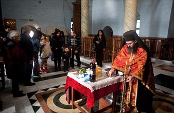 Religious ceremony in the church of the Lopushanski orthodox monastery, Bulgaria, Europe