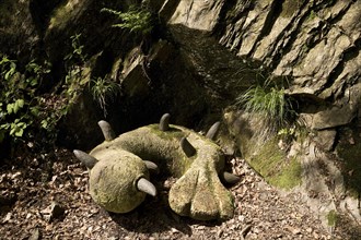 Sleeping creatures in the Muengsten Bridge Park, Solingen, Bergisches Land, North Rhine-Westphalia,