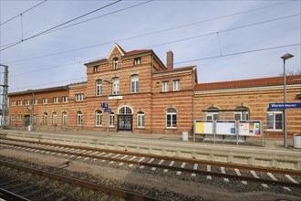 Railway station, Waren, Mueritz, Mecklenburg Lake District, Mecklenburg, Mecklenburg-Vorpommern,