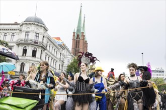 Dancers of the group Berlin Burlesque Salon at the street parade of the 26th Carnival of Cultures
